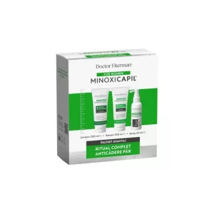 Pachet: Spray impotriva caderii parului pentru femei Minoxicapil, 60ml + Sampon impotriva caderii parului Minoxicapil, 200ml + Balsam de par Minoxicapil, 200 ml, Fiterman