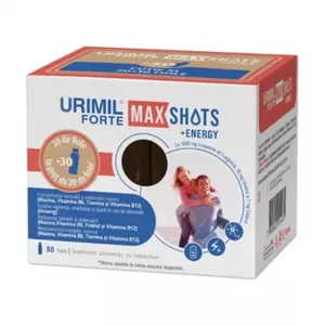 Pachet: Urimil Forte Max Shots +Energy, 30 fiole, Naturpharma