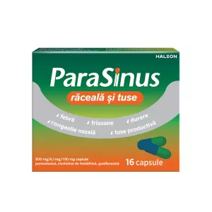 Parasinus raceala si tuse 500mg/6,1mg/100mg, 16 capsule, Haleon