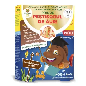 Pestisori gumati cu Omega-3 si aroma cola, 36 jeleuri, Moller's