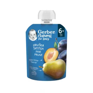 Piure de prune si pere, +6 luni, 90 gr, Gerber