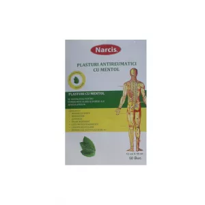 Plasturi Antireumatici cu Mentol, 12 x 18 cm, 50 bucati, Narcis 
