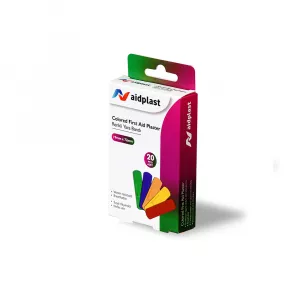 Plasturi de prim ajutor Colorați 19mmx72mm Pe, 20 buc/cutie, Aidplast