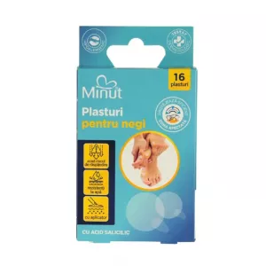 Plasturi pentru negi, cu acid salicilic, 16 bucati/cutie, Minut