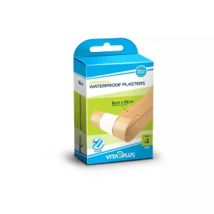 Plasturi tip banda pe suport impermeabil, 6 x 10 cm, 4 bucati, Vita Plus
