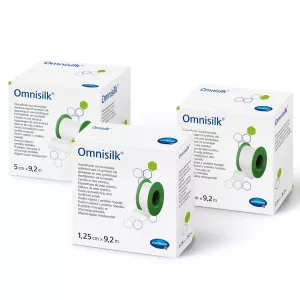 Plasturi din matase sintetica alba, Omnisilk, 2,5 cm x 9,2 m, Hartmann