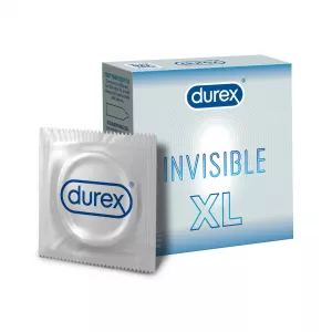 Prezervative Invisible XL, 3 bucati, Durex