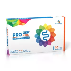 Probiotic pentru copii Pro Bleu Kids, 10 fiole x 5 ml, Bleu Pharma