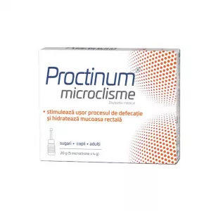 Proctinum microclisme 0+ ani, 5 unidoze, 4 g, Zdrovit