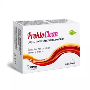 ProktoClean supozitoare antihemoroidale, 10 bucati, Viva Pharma
