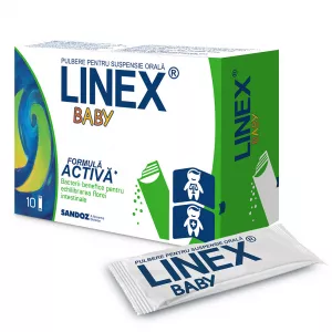 Pulbere pentru suspensie orala cu bacterii lactice Linex Baby, 10 plicuri, Sandoz
