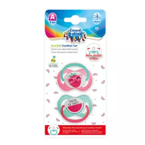 Set 2 suzete „So Cool“, cu tetina simetrica silicon, 0-6 luni, multicolor, 22/631, Canpol