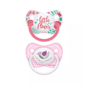 Set 2 suzete „Wild Nature + Let’s Celebrate“ cu tetina ortodontica silicon, fara BPA, 0-6 luni, roz, 23/951, Canpol