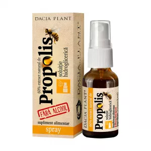 Spray cu extract natural de propolis fara alcool, 20 ml, Dacia Plant