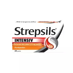Strepsils Intensiv fara zahar cu aroma de portocale, 8,75 mg, 24 pastile, Reckitt Benckiser