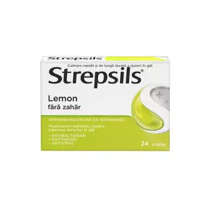 Strepsils Lemon fara zahar, 24 pastile, Reckitt Benckiser Healthcare
