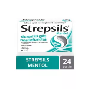 Strepsils Mentol, 24 comprimate, Reckitt Benckiser Healthcare