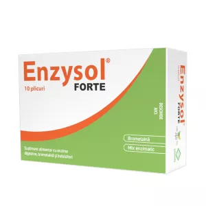 Supliment alimentar cu enzime digestive si bromelaina Enzysol Forte, 10 plicuri, Dr. Phyto