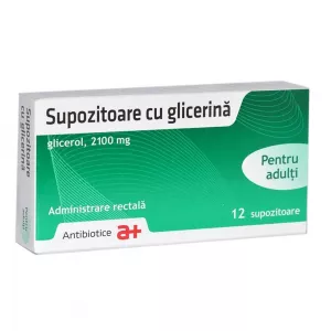 Supozitoare cu glicerina adulti, 2100 mg, 12 supozitoare, Antibiotice SA
