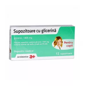 Supozitoare cu glicerina copii, 1405 mg, 12 supozitoare, Antibiotice SA