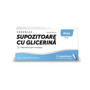 Supozitoare cu glicerina pentru bebe Greenlax, 12 bucati, Laropharm