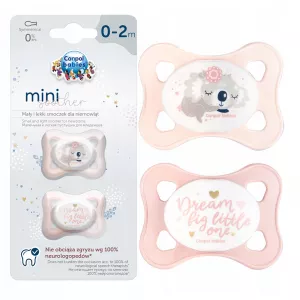 Suzeta Symetric Silicon Nipple Mini, Silicon 100% Hipoalergenic, Scut Ventilat, Scut Ultralight Fara Manere, 2 Bucati, Canpol Babies