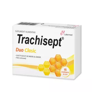 Trachisept Duo Clasic, cu miere si lamaie, 16 comprimate, Labormed
