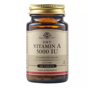 Vitamina A uscata, 5000 UI, 100 tablete, Solgar