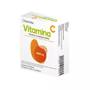 Vitamina C, 1000 mg, 10 stickuri cu pulbere orodispersabila, Bionika
