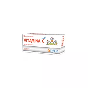 Vitamina C pentru copii cu aroma de piersici, 20 comprimate masticabile, Hyllan