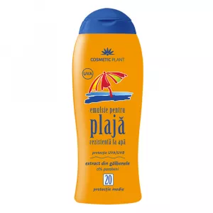 EMULSIE PT.PLAJA REZISTENTA LA APA SPF20 CU GALBENELE CP 200ML # 12 buc