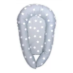 Baby Nest 3in1, 110x70x15 cm, husa bumbac ranforce, Stars Grey Mist