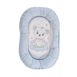 Baby Nest, 92 x 58 cm, bumbac ranforce, Little Bear Blue