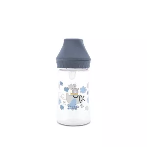 Biberon cu gat larg, tetina moale din silicon, 0 luni+, 250 ml, My Friend, Cameo Blue