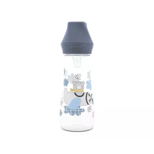 Biberon cu tetina moale din silicon, 0 luni+, 250 ml, My Friend, Cameo Blue