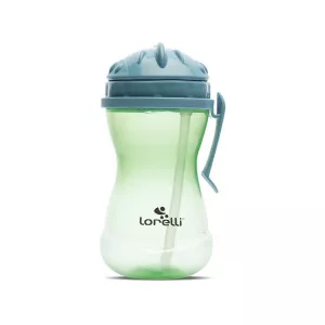 Biberon sport cu clips lateral, cu pai moale si flexibil, capac de protectie rotativ, 360 ml, Blue Green