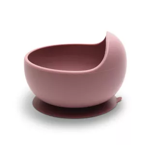 Bol de hranire din silicon natural, cu ventuza, 6 luni+, Pink