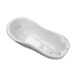 Cadita bebe, 100 x 51 x 31 cm, cu dop de scurgere si baza antialunecare, Little Stars Grey