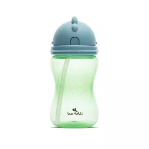 Cana sport, cu pai moale si flexibil, capac de protectie rotativ, 300 ml, Green Blue