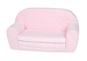 Canapea extensibila pentru copii, Knorr Toys, matlasata, umplutura din spuma moale, husa bumbac 100% detasabila si lavabila, 77 x 34 x 42 cm, 9 Luni+, Cosy Heart Rose