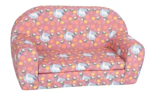 Canapea extensibila pentru copii, Knorr Toys, umplutura din spuma moale, husa bumbac 100% detasabila si lavabila, 77 x 34 x 42 cm, 9 Luni+, Unicorn Roz