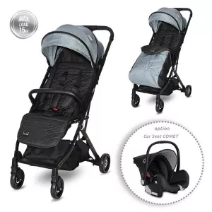 Carucior Myla, de la 0 luni pana la 3 ani, maxim 15 kg, cadru din aluminiu, pliere tip troller, cos auto optional, Albastru Arctic