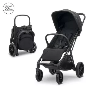 Carucior pentru copii, Nuvella, pliere cu o mana, spatar reglabil multipozitie, copertina extensibila, 0-48 luni, pana la 22 kg, Black