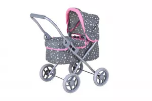 Carucior pentru papusi, Knorr Toys, Mini Lili, copertina reglabila, husa de picioare, 56 x 35 x 56 cm, 3 Ani+, Star Grey