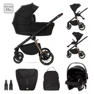 Carucior Set 3 in 1, Bianca, prevazut cu sistem anti-reflux, pana la 22 kg, Negru