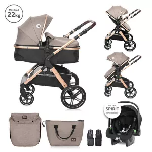 Carucior Set Viola, cos auto inclus, set adaptori inclus, pana la 22 kg, Pearl Beige