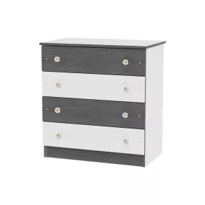 Comoda lemn, 81x50x86 cm, 4 sertare, White Graphite