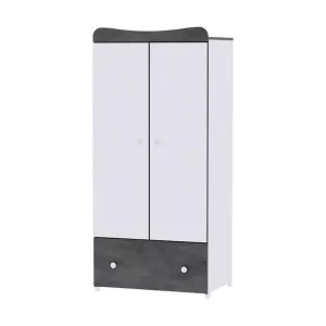 Dulap garderoba Exclusive, 80x57x178 cm, 2 usi, White & Vintage Gray