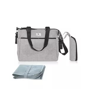 Geanta accesorii bebelusi, Maya, compartimentata, Grey