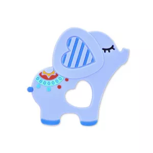 Jucarie de dentitie din silicon, Elephant Lucky, peste 3 luni, Blue